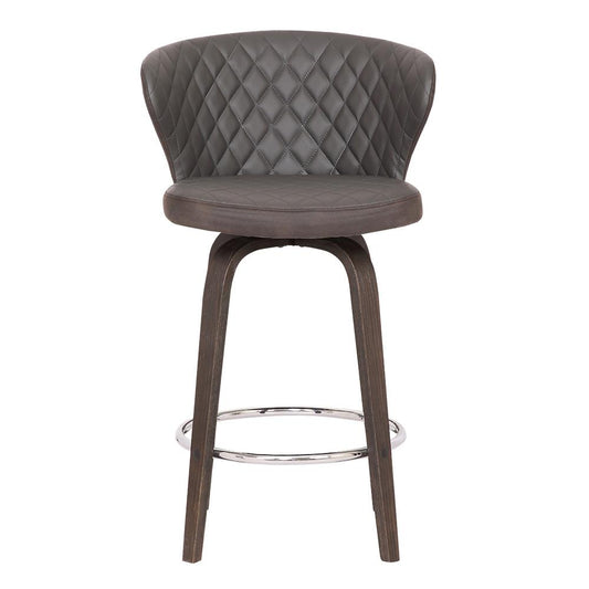 Armen Living - Mynette 30in Swivel Brown Faux Leather Bar Stool - LCMTBAWABR30 veiw 2