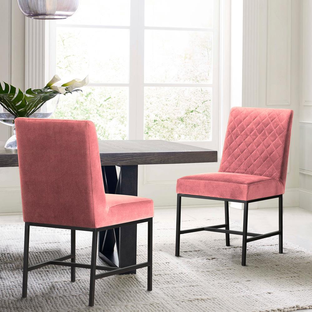Armen Living - Napoli Pink Velvet and Black Leg Modern Accent Dining Chair (Set of 2) - LCNPSIPNK_CLOSEOUT veiw 6