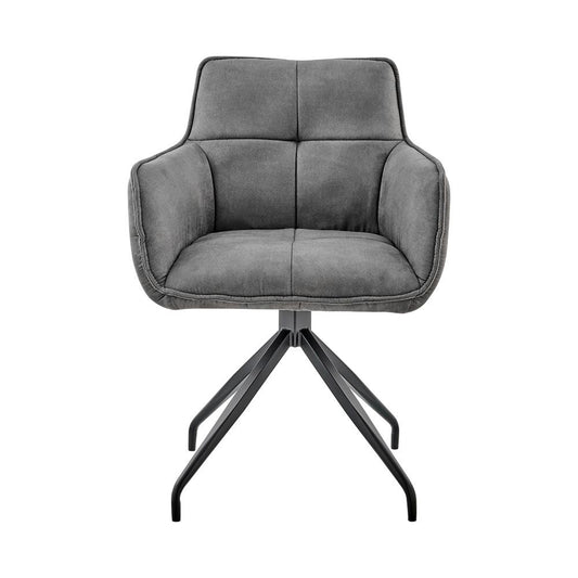 Armen Living - Noah Dining Room Accent Chair in Charcoal Fabric and Black Metal Legs - LCNHCHCHA - CLOSEOUT veiw 2