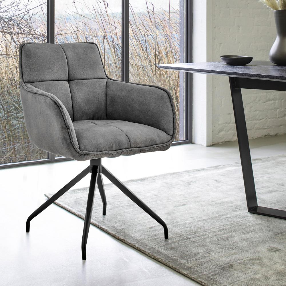 Armen Living - Noah Dining Room Accent Chair in Charcoal Fabric and Black Metal Legs - LCNHCHCHA - CLOSEOUT veiw 7
