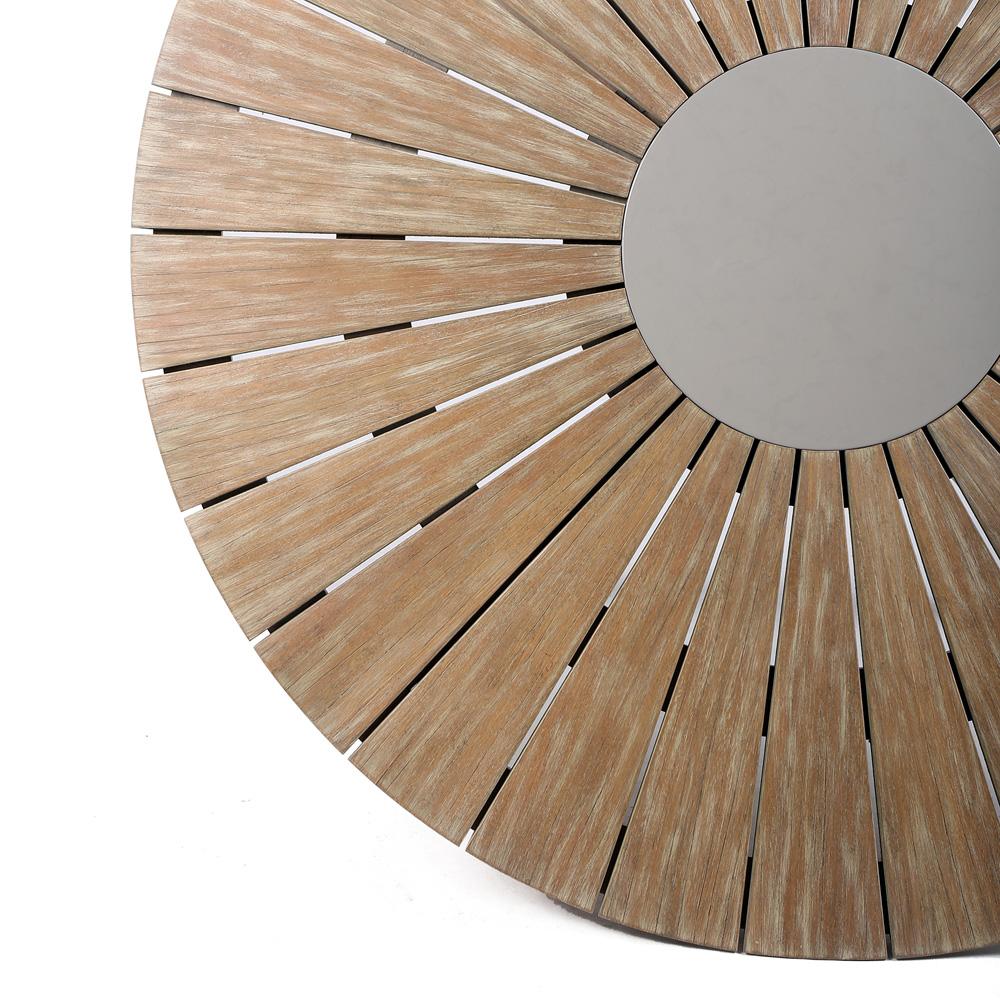 Armen Living - Oasis Tutti Frutti Outdoor Patio 5 Piece Round Dining Set in Eucalyptus Wood with Truffle Rope and Gray Cushions - SETODOATFTRU veiw 6