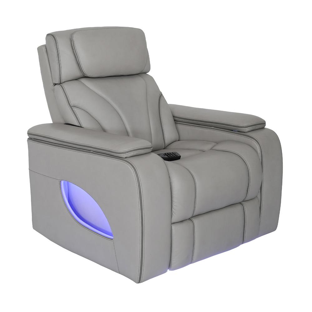 Armen Living - Octavia Zero Gravity Power Recliner with Heat and Massage in Silver and Gray Leather - LCOC1LSI veiw 1