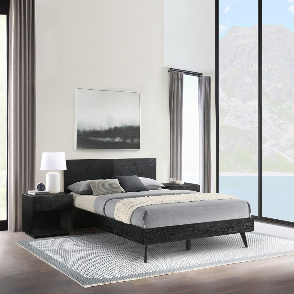Armen Living - Petra Queen 3 Piece Wood Bedroom Set in Black Finish - SETPTBLKQN3 veiw 8