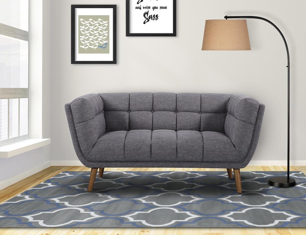 Armen Living - Phantom Mid-Century Modern Loveseat in Dark Gray Linen and Walnut Legs - LCPH2DG veiw 6