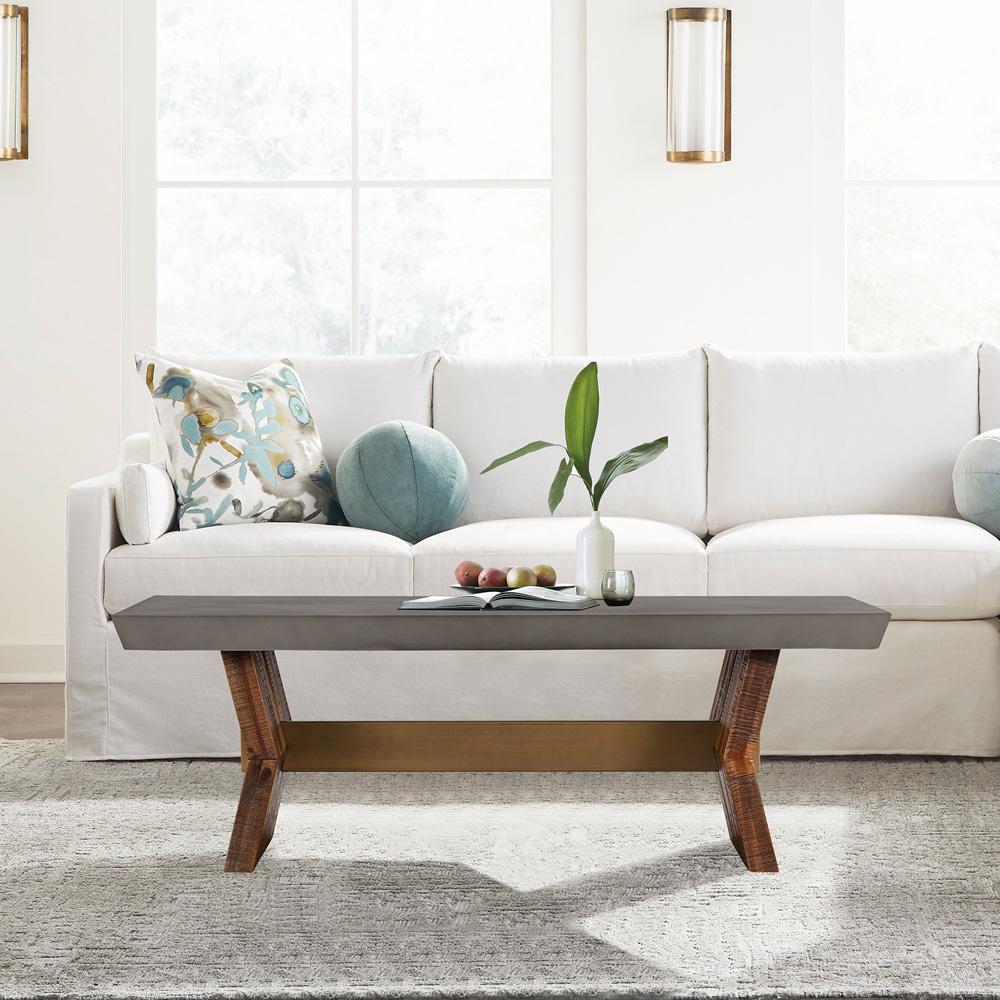 Armen Living - Picadilly Rectangle Coffee Table in Acacia Wood and Concrete - LCPJCOCC veiw 6