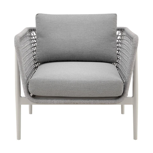 Armen Living - Rhodes Outdoor Patio Armchair in Aluminum with Light Gray Rope and Cushions - LCRHCHLGRY veiw 2