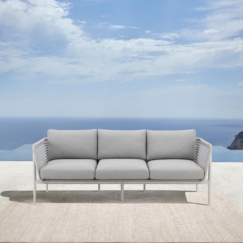 Armen Living - Rhodes Outdoor Patio Sofa in Aluminum with Light Gray Rope and Cushions - LCRHSOLGRY veiw 8