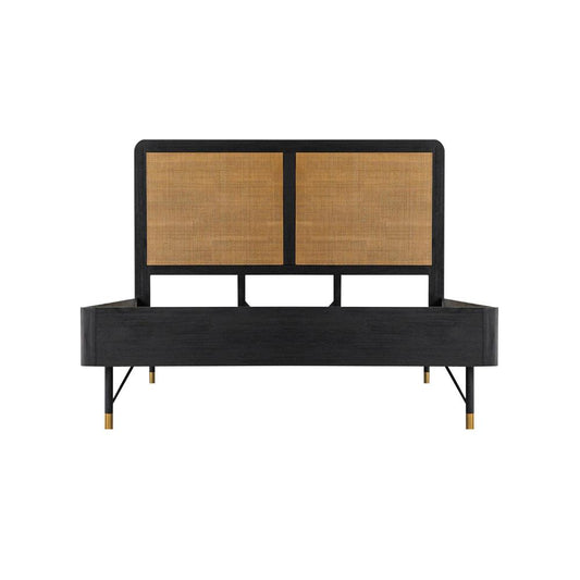 Armen Living - Saratoga 4 Piece Queen Bedroom Set in Black Acacia Wood and Rattan - SETSRBDQN4A veiw 2