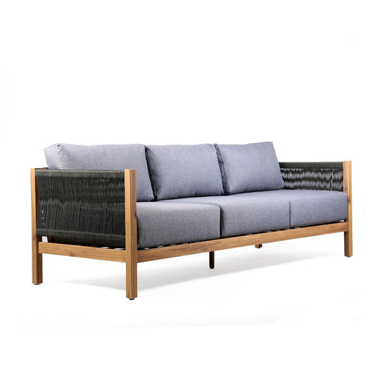 Armen Living - Sienna Outdoor Eucalyptus Sofa in Teak Finish with Grey Cushions - LCSISOWDTK veiw 2
