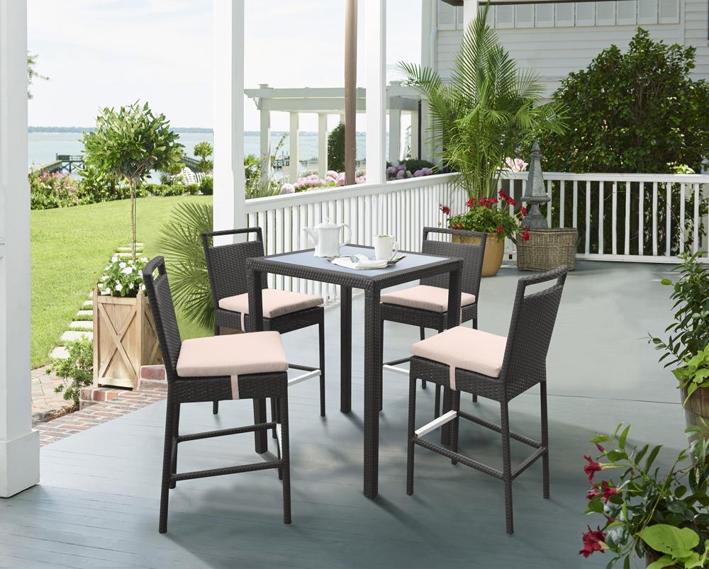Armen Living - Tropez Outdoor Patio Wicker Barstool with Water Resistant Beige Fabric Cushions - LCTRBABE_CLOSEOUT veiw 9