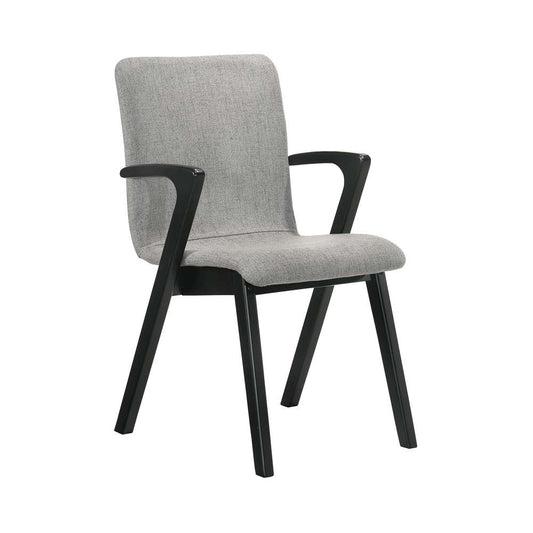 Armen Living - Varde Mid-Century Gray Upholstered Dining Chairs in Black Finish (Set of 2) - LCVRSIGRBL veiw 2