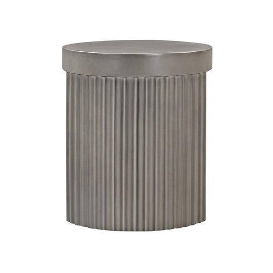 Armen Living - Wave Round Indoor or Outdoor Accent Stool End Table in Grey Concrete - LCLKSTGR veiw 2