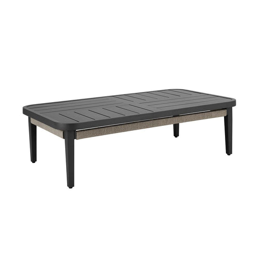 Armen Living - Zella Rectangular Coffee Table in Aluminum with Charcoal Finish and Light Gray Rope - LCZECOGRY veiw 2