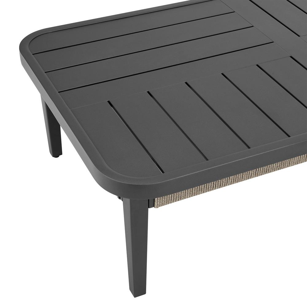 Armen Living - Zella Rectangular Coffee Table in Aluminum with Charcoal Finish and Light Gray Rope - LCZECOGRY veiw 5