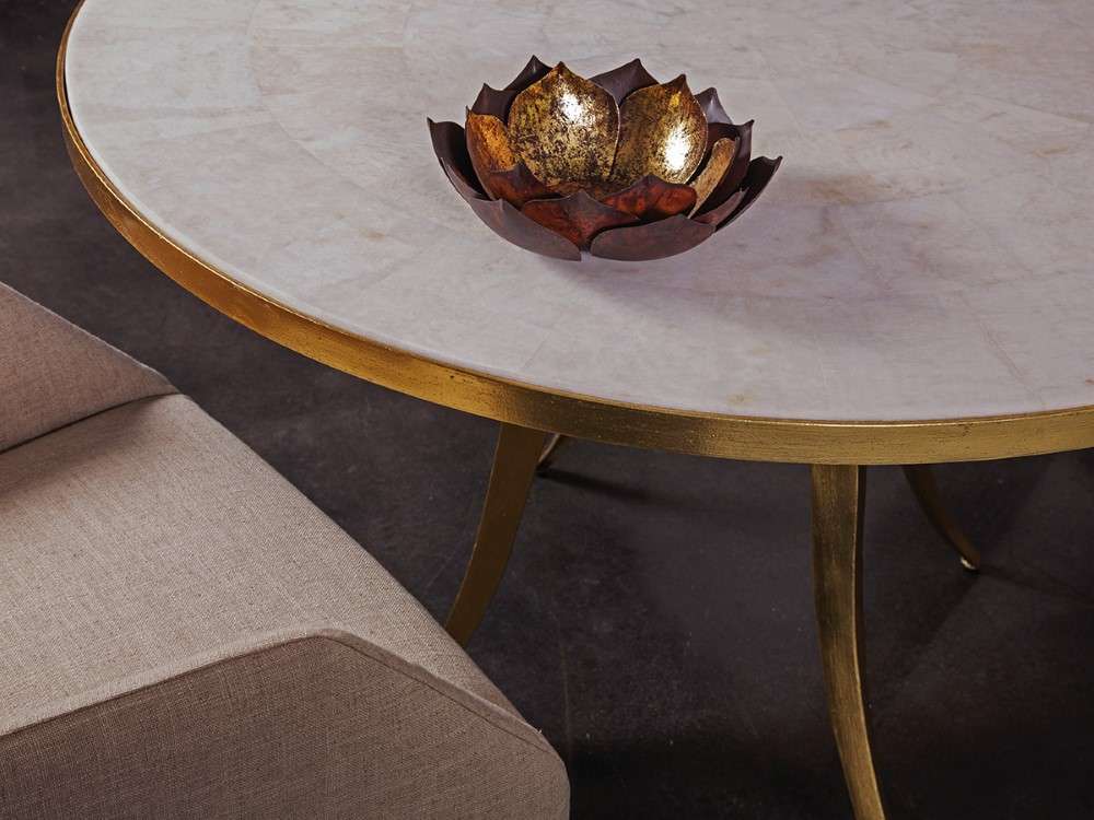 Artistica Home - Signature Designs Crystal Stone Round Dining Table - Gold foil finish - 2023-870C veiw 2