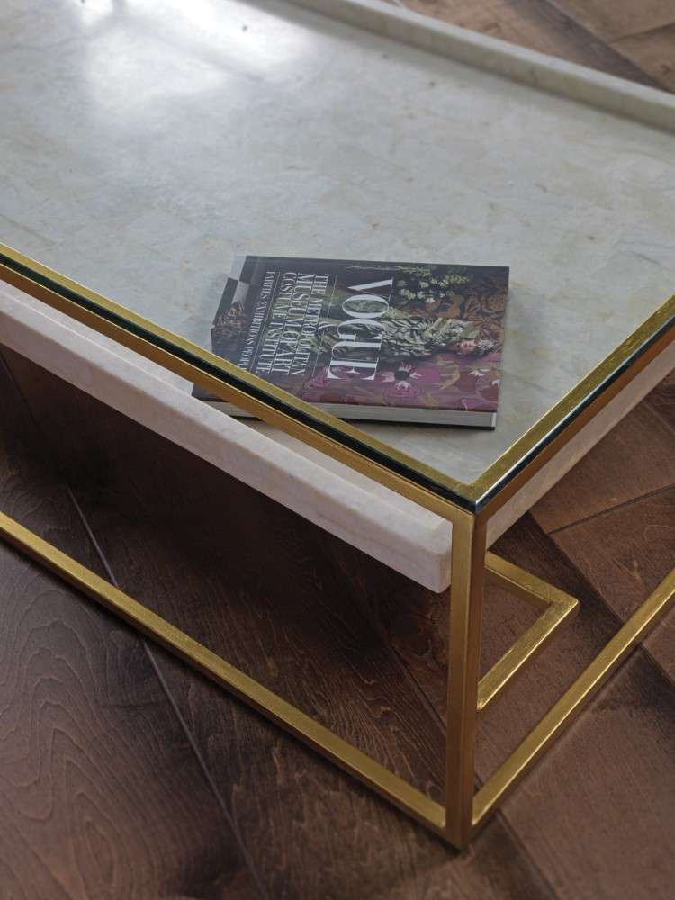 Artistica Home - Signature Designs Cumulus Large Rectangular Cocktail Table - Gold foil finish - 2024-949C veiw 1