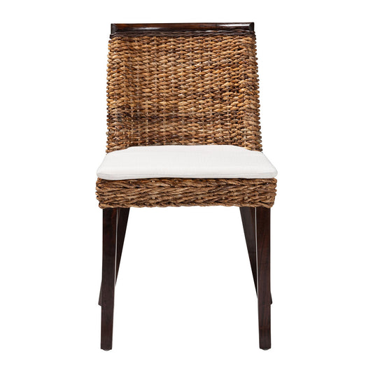 bali & pari - Abbas Dining Chair in Natural Brown/White/Dark Brown - MD-39696 Magic-Dark Brown/Abaca Natural-DC view 2