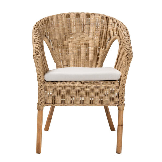 bali & pari - Abbey Dining Chair in White/Natural Brown - 12717-Rattan-DC view 2