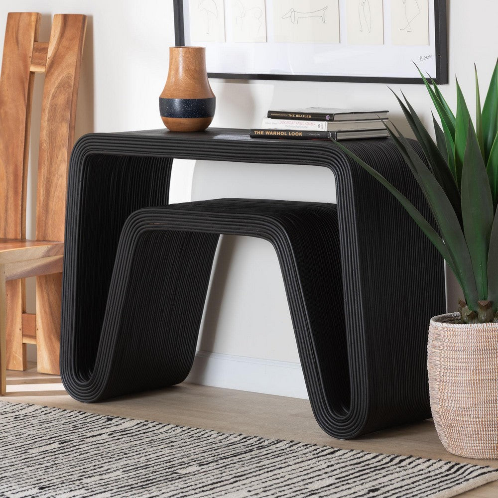 bali & pari - Abebi Console Table in Black - Abebi-Black Rattan-Console Table view 6