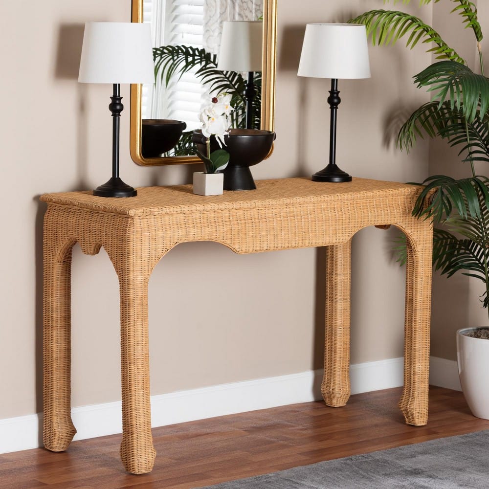 bali & pari - Abena Console Table in Light Honey - Abena-Light Honey Wicker/Rattan-Console Table view 7