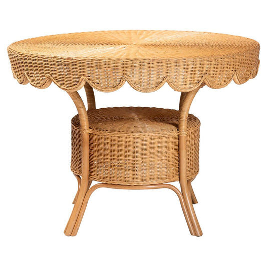 bali & pari - Abena Dining Table in Light Honey - Palm Short-Round-Light Honey Rattan-DT view 2