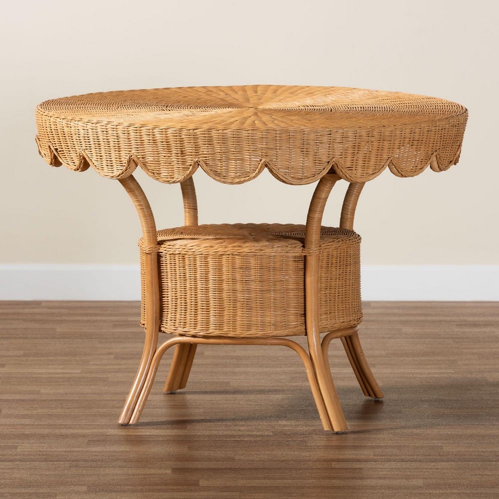 bali & pari - Abena Dining Table in Light Honey - Palm Short-Round-Light Honey Rattan-DT view 9