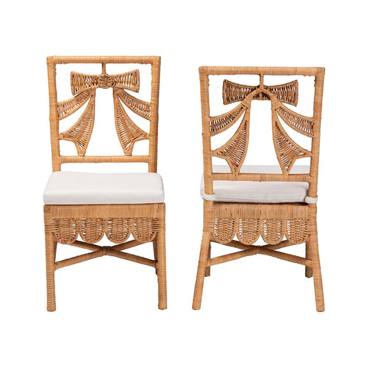 bali & pari - Abia Set of 2 Dining Chairs in Light Honey - Abia/Bow Tie-Light Honey Rattan-Cushion-DC view 2