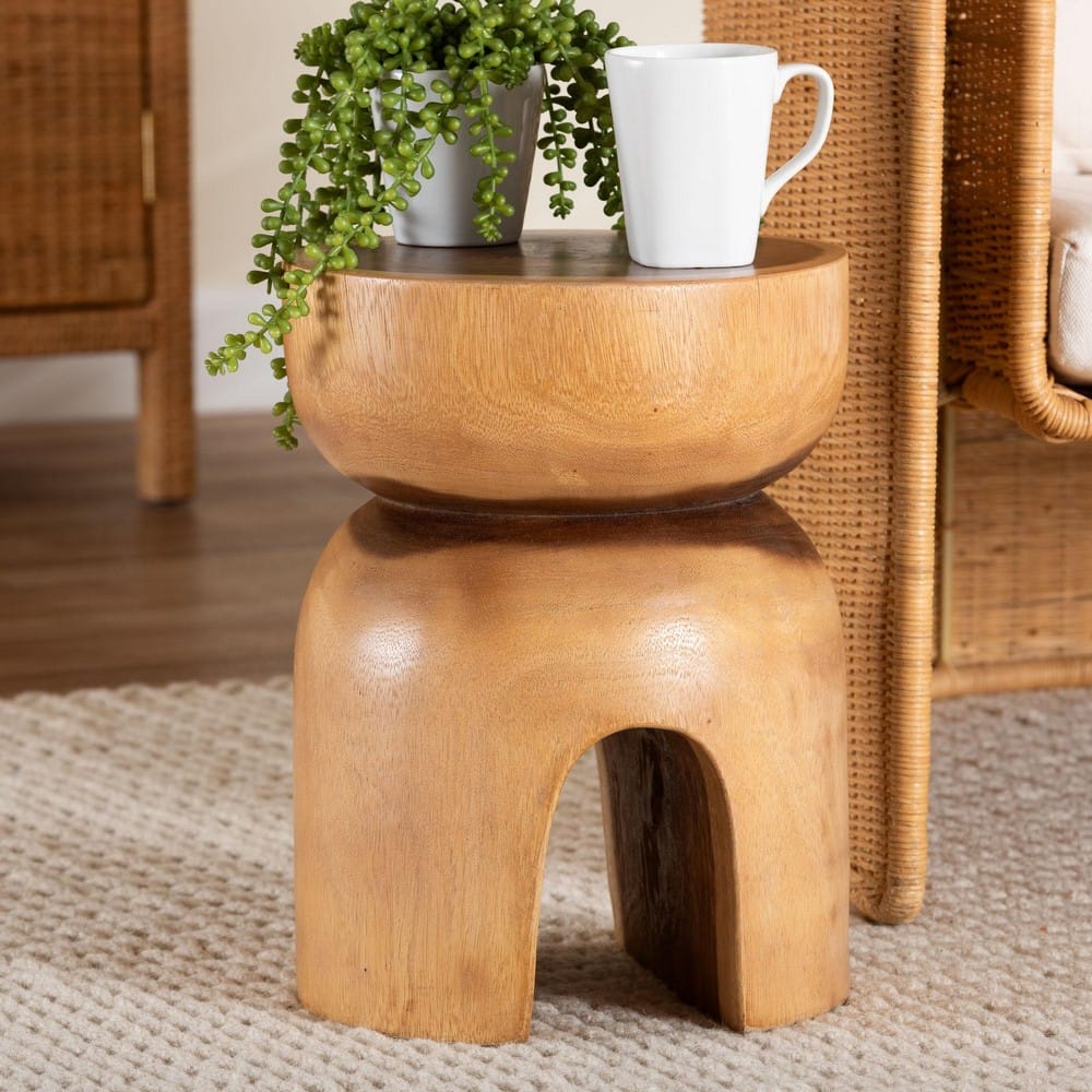 bali & pari - Abrina End Table in Natural Brown - Suar S/T 004-Natural-Side Table view 6