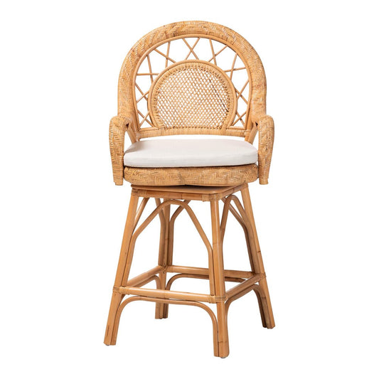bali & pari - Adam Counter Stool in Light Honey - Adam-Light Honey/Rattan-Swivel-Cushion-CS view 2