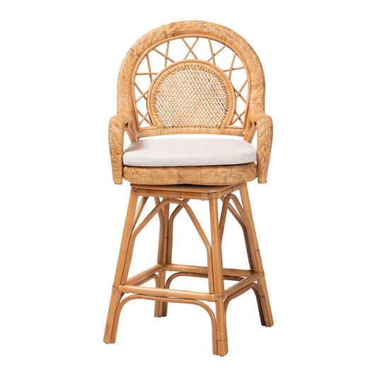 bali & pari - Adam Counter Stool in Light Honey - Adam-Light Honey/Rattan-Swivel-Cushion-CS view 2