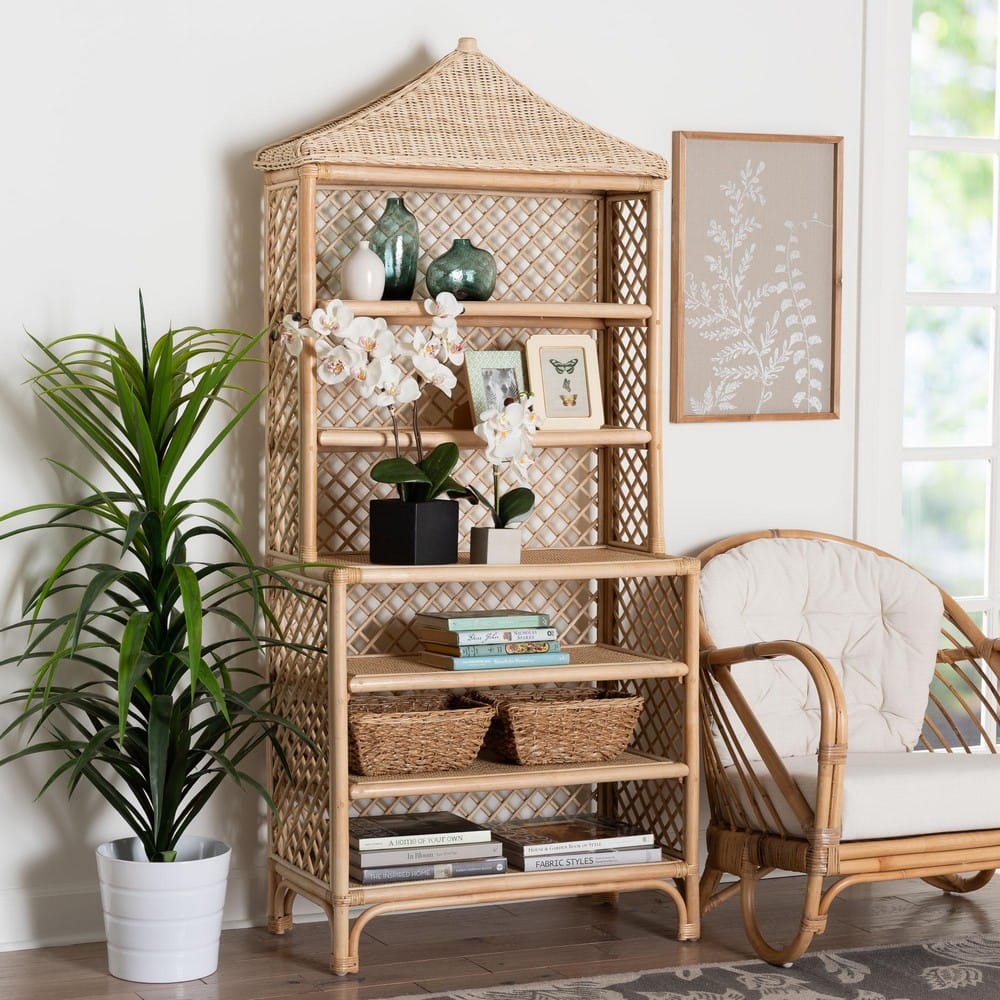 bali & pari - Adonis Shelving Unit in Light Honey - Adonis-Natural/Rattan-Shelf view 7