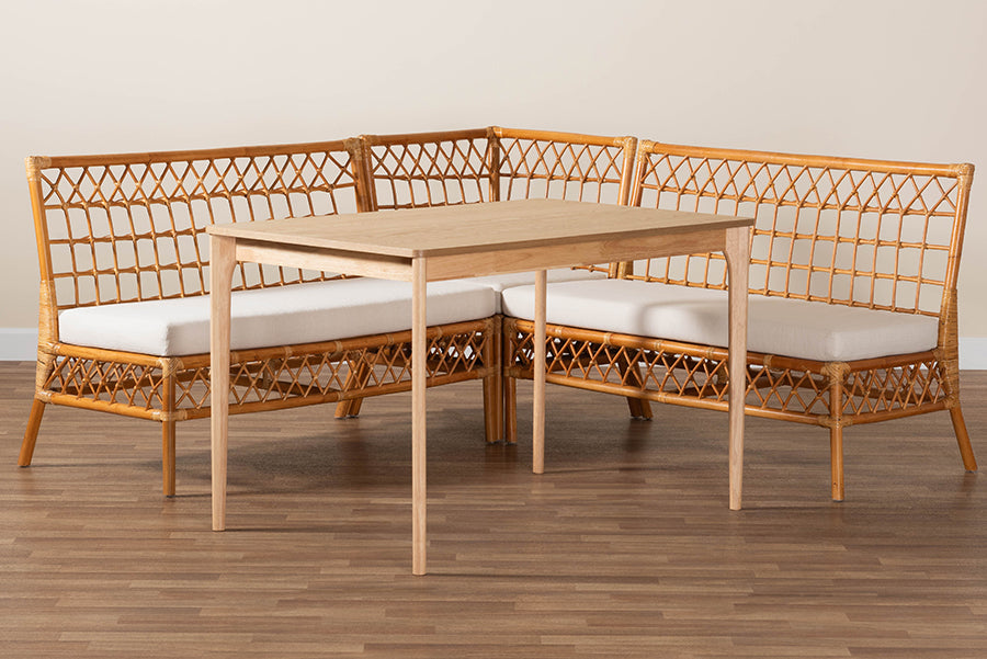 bali & pari - Adora Dining Set in White/Light Honey/Oak Brown - Adora-4PC Dining Nook Set view 10