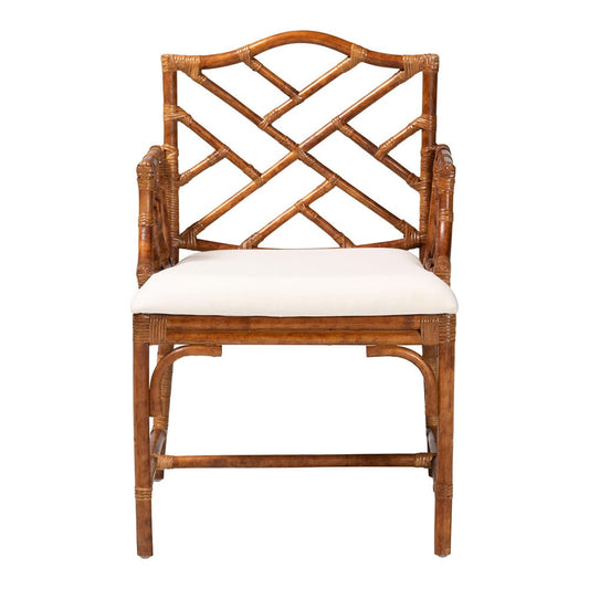 bali & pari - Aella Armchair in Marbled Tortoise Brown/White - WS209-Tortoise Rattan Cushion-Arm-AC view 2