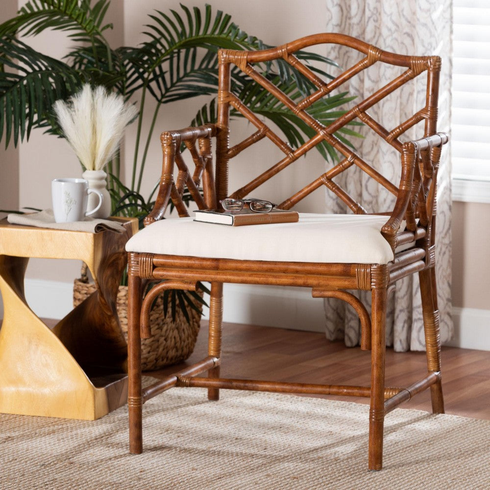 bali & pari - Aella Armchair in Marbled Tortoise Brown/White - WS209-Tortoise Rattan Cushion-Arm-AC view 8
