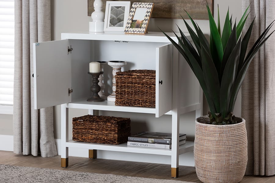 bali & pari - Aiden Storage Cabinet in White/Brass/Black - KL-1473B Aiden Flute-White/Java-Cabinet view 10
