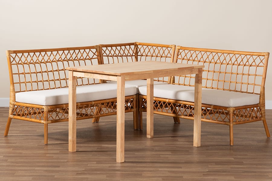 bali & pari - Aina Dining Set in White/Light Honey/Oak Brown - Aina-4PC Dining Nook Set view 10