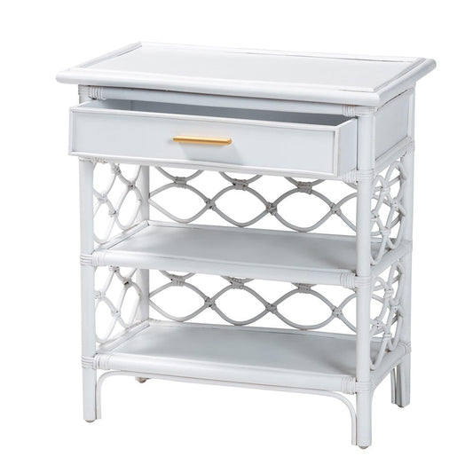 bali & pari - Akane Nightstand in White - WS118A-Medium Knob-White-Rattan-NS view 2