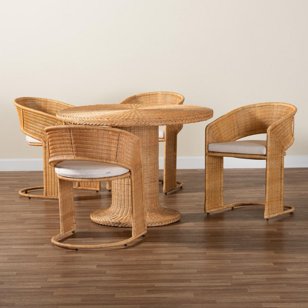 bali & pari - Akiko Dining Set in Light Honey - Akiko-Light Honey-5PC Dining Set view 9