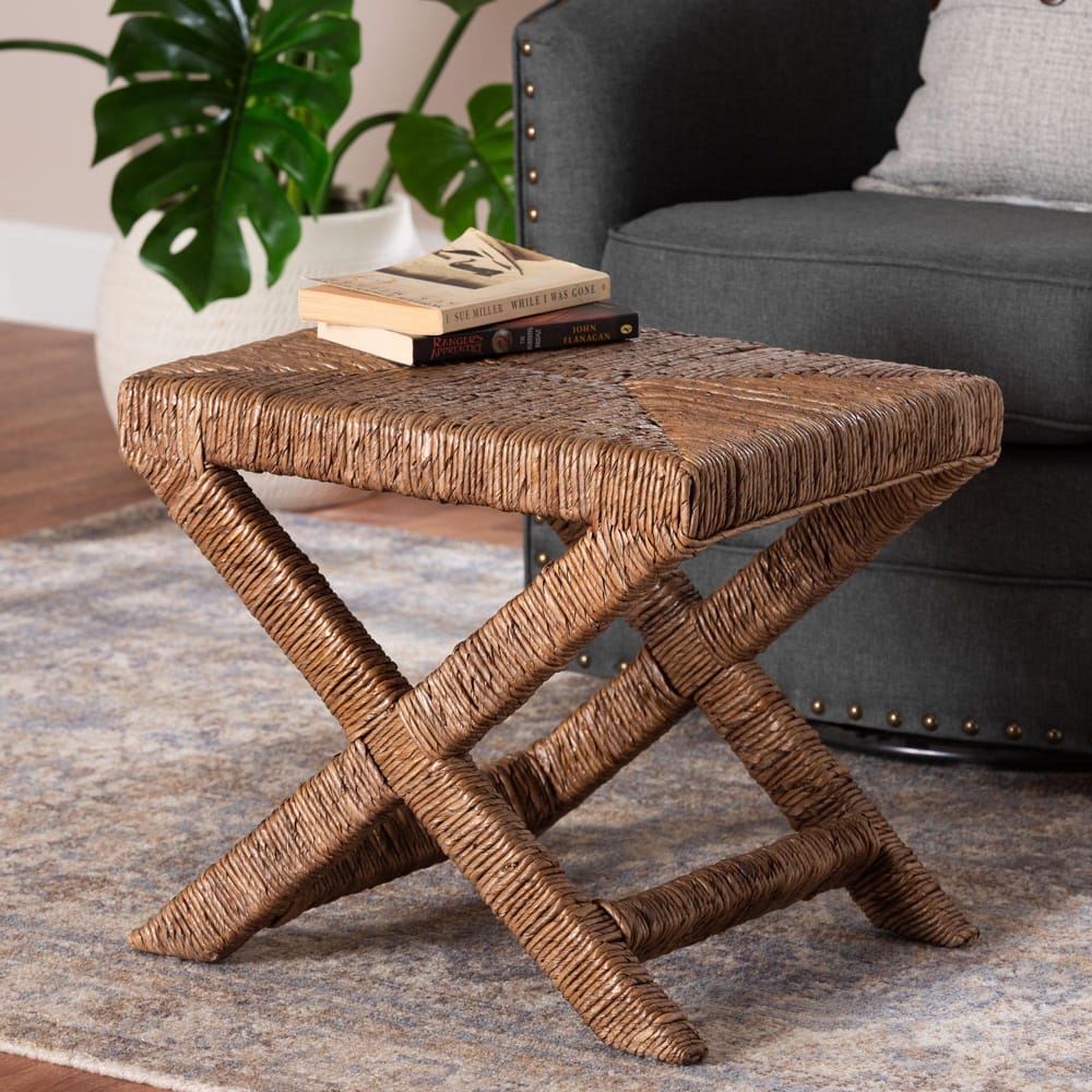 bali & pari - Alda Ottoman Footstool in Natural Brown - Alda-Light Honey Wooden-Stool view 6