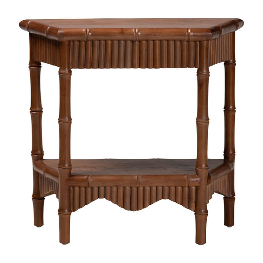 bali & pari - AlessaConsole Table in Mahogany Brown - Alessa-Light Brown Wooden-32in-Console Table view 2