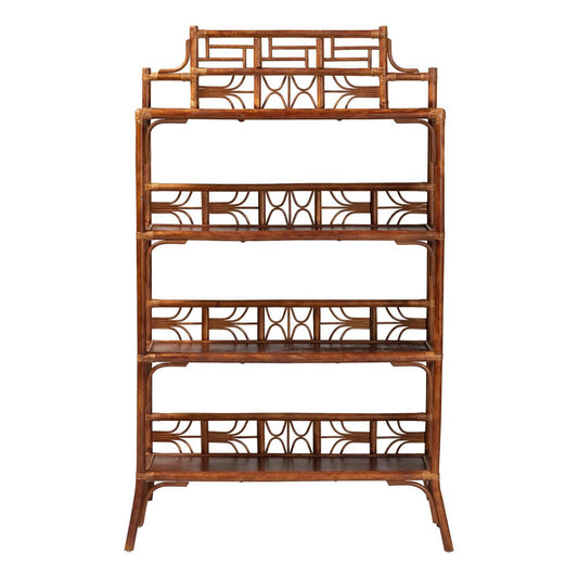 bali & pari - Aleya Shelving Unit in Marbled Tortoise Brown - WS210-Tortoise Rattan-Shelf view 2