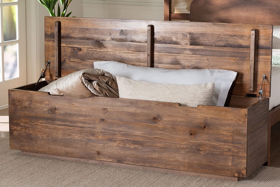 bali & pari - Alfonso Storage Trunk in Brown Wash - Alfonso-Brown-Wooden-Bench-Boxed view 10