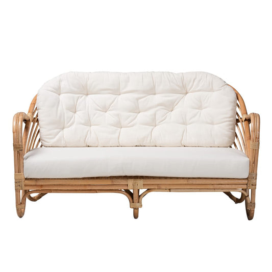 bali & pari - Aliane Loveseat in White/Natural Brown - DC8041-Rattan-LS view 2