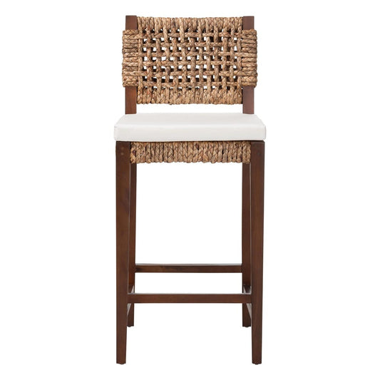 bali & pari - Alise Bar Stool in Natural/Earthy Brown - Alise-Mahogany-Brown-Cushion-BS view 2
