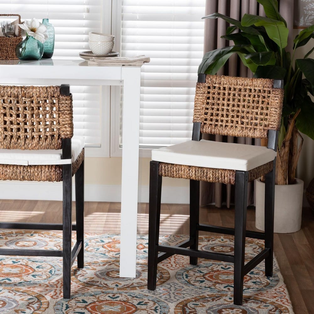 bali & pari - Alise Counter Stool in Dark Brown/Natural Brown - Alise-Mahogany-Cushion-CS view 8