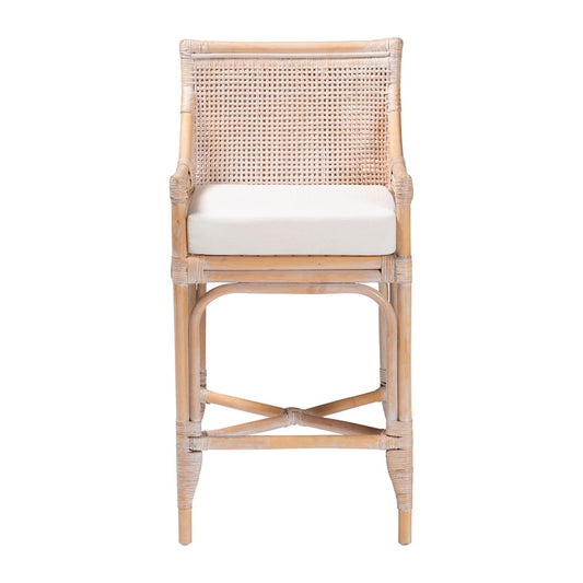 bali & pari - Allen Counter Stool in Whitewash Brown - Allen-White Washed Rattan-Cushion-CS view 2