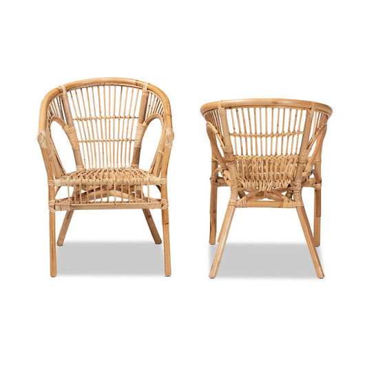 bali & pari - Alleta Set of 2 Dining Chairs in Natural Brown - 12719-Rattan-DC view 2