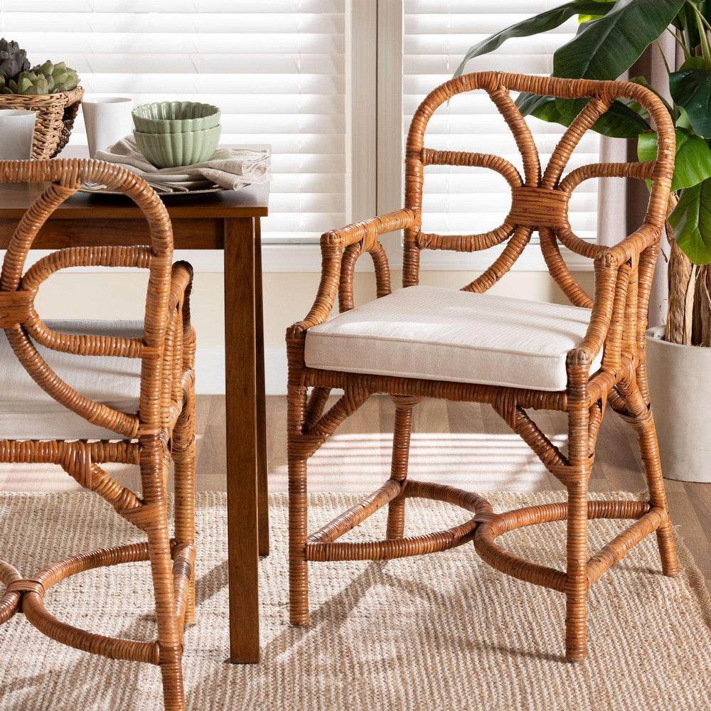 bali & pari - Alondra Dining Chair in Light Honey - Alondra-Light Honey/Rattan-Arm-Cushion-DC view 8