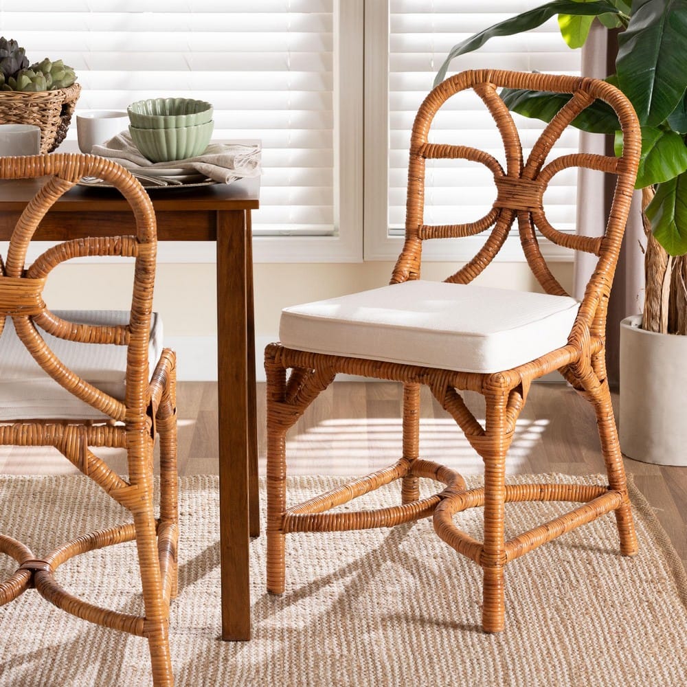 bali & pari - Alondra Dining Chair in Light Honey - Alondra-Light Honey/Rattan-No Arm-Cushion-DC view 8