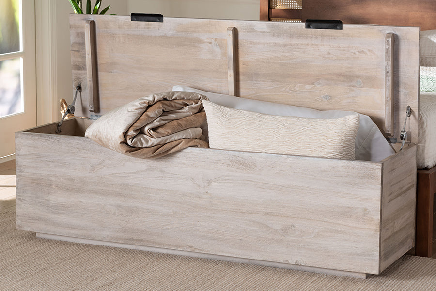 bali & pari - Alvaro Storage Trunk in White Wash/Black - Alvaro-White Wash-Wooden-Bench-Boxed view 10